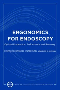 Ergonomics for Endoscopy book cover. Blue with white text